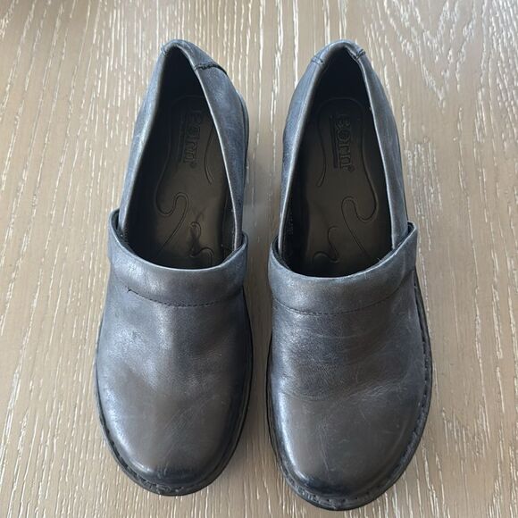 Born Women's Black Leather Mules Clogs Slip On Shoes Platform Casual Work Size 8 - Picture 2 of 12
